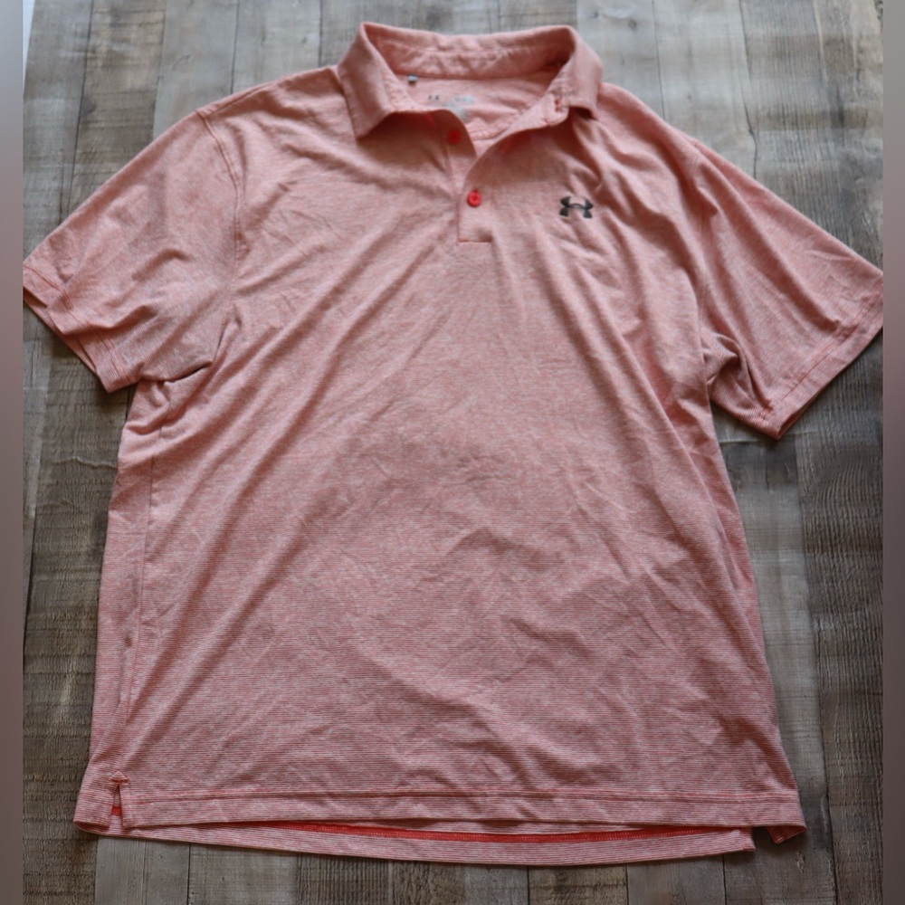 Under Armour striped coral  polo - size  XL